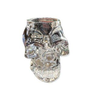 Diamond Star Corp “Crystal Skull” Votive Candle Holder Heavy Glass 4” Kensurfs